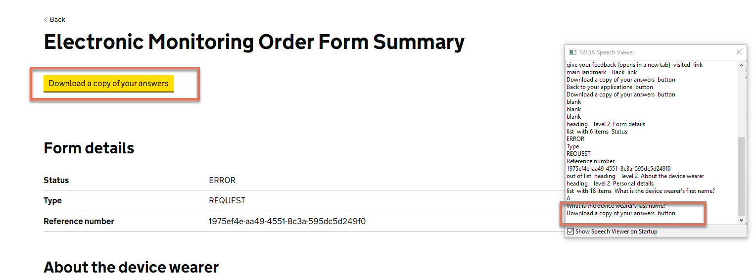 Download button on Form Summary page